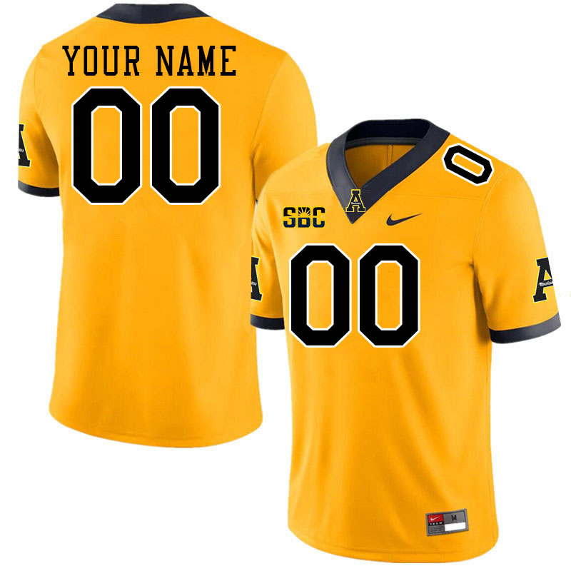 Custom Appalachian State Mountaineers Name And Number Football Jerseys-Gold